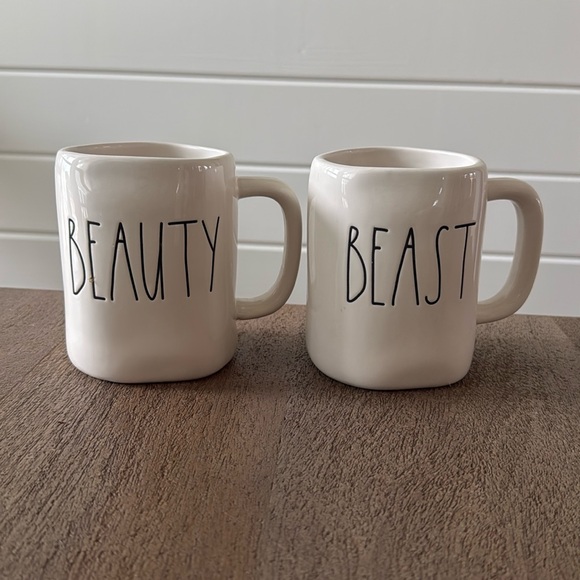 Pair of Rae Dunn “Beauty and Beast” Mugs - Picture 1 of 4